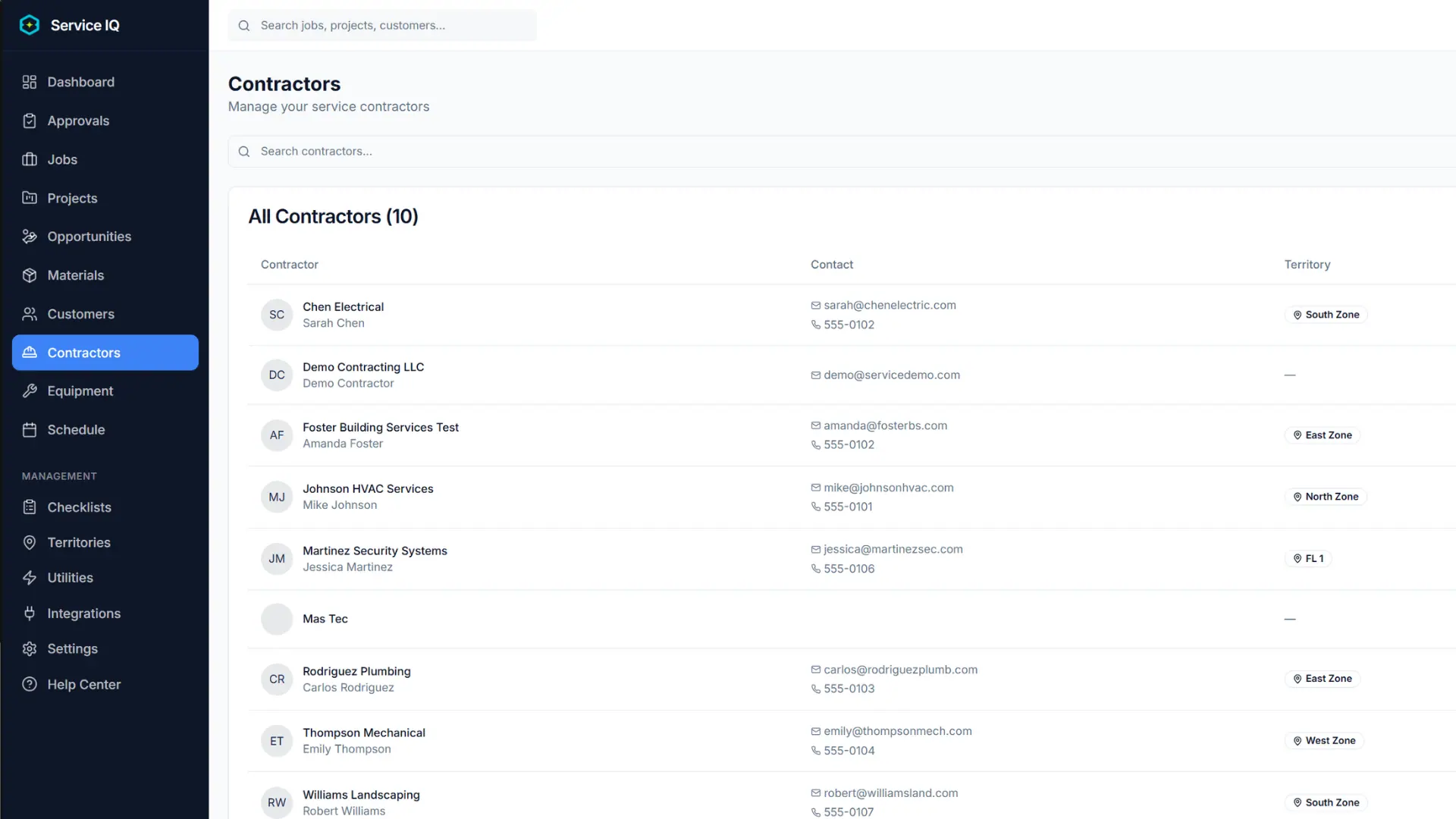 Contractor Management Dashboard